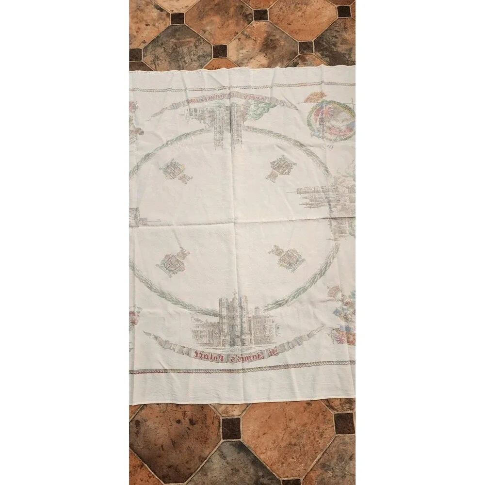 Royal Palaces Vintage Square Tablecloth ~46.25 X 42.5